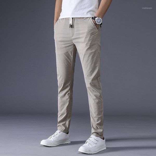 

mrmt 2019 brand summer men's trousers super thin breathable stretch trend to trim pants for male small foot casual trouser1, Black