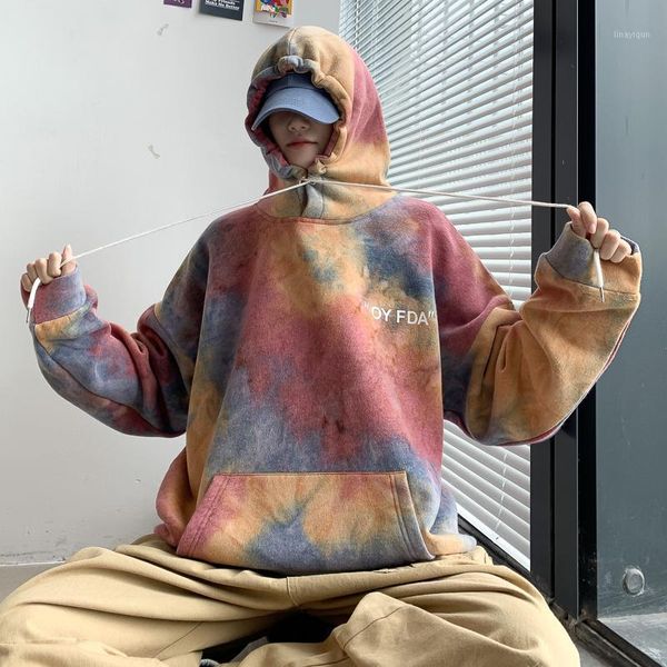 

oversize new fashion tie-dyed men hoodies 2020 autumn fashion men's hooded sweatshirts man korean hip hop casual pullovers1, Black
