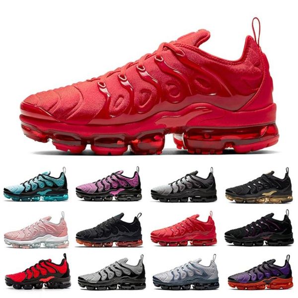 

tn plus men women running shoes fade chrome yellow bright hyper blue triple black white volt solar red mens sports sneakers size 36-45