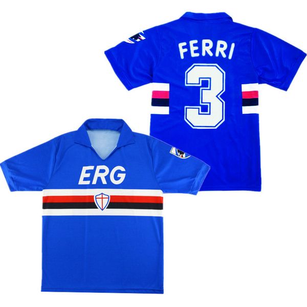 

1991-92 retro sampdoria home soccer jersey 91 92 mancini vialli ferri cerezo attilio lombardo classic football shirt, Black;yellow