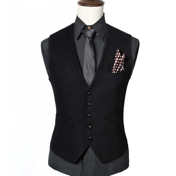 

2021 male boutique thin worsted casual vest zfrb, Black;white