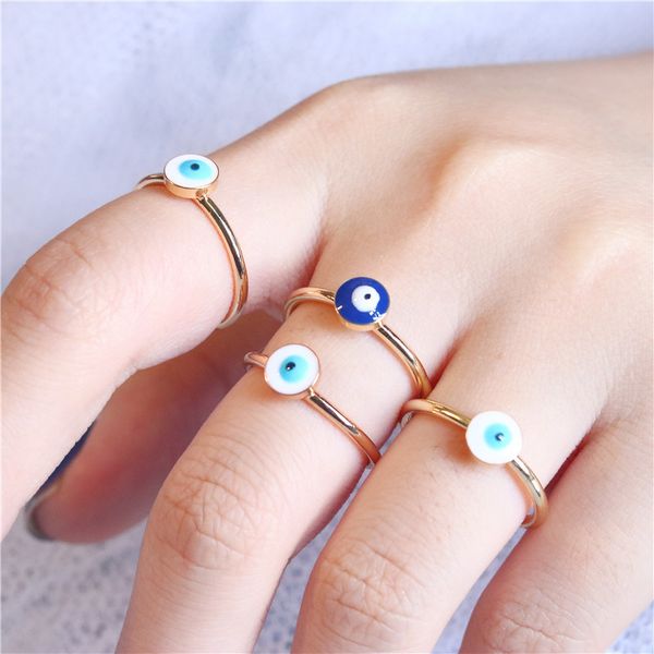 

2021 gold color boho evil eye rings for women punk jewelry sterling party fashion wedding girl lover bague femme classic ring jewelry, Silver