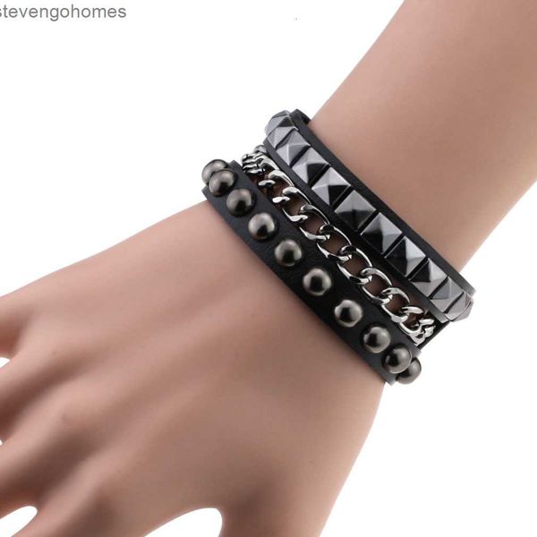 

chain fashion square rivet non mainstream multi layer bracelet, Silver