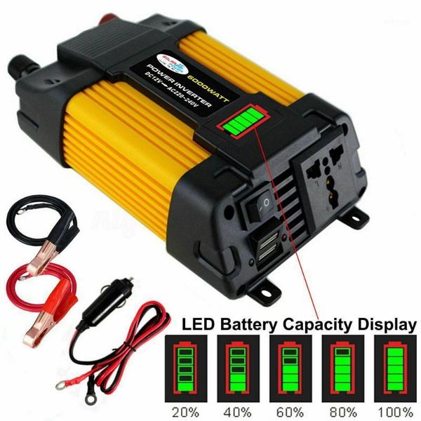 

6000w peaks power 12v dc to 110v 220v ac car power inverter solar converter usb ac led1