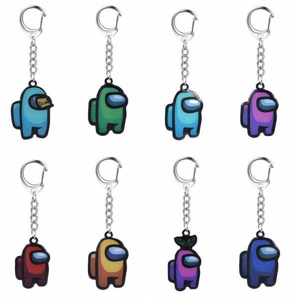 

8 colors games among us keychain anime cute cartoon acrylic colourful keyrings gift keychains car keys decoration accessories e111905, Red;brown