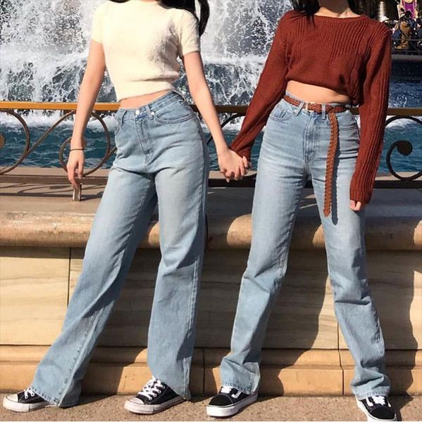 

women wide leg jeans femme plus size slim high waist female blue vintage straight denim pants lift hip ladies trousers1