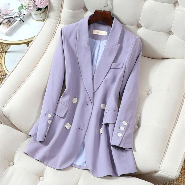 

plus size -5xl female blazer 2021 new autumn and winter double-breasted ladies jacket women's casual small suit, White;black