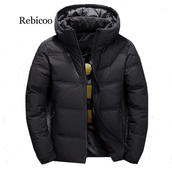 

2019 winter down parkas mens quality thermal thick parka male warm outwear fashion white duck down jacket men coats1, Black
