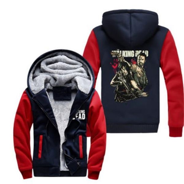 

2021 new men women us size the walking dead daryl dixon thicken coat hoodie zombie wings winter fleece jacket 4agd, Black