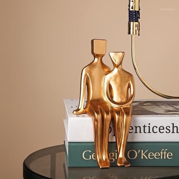 

creative home crafts nordic light luxury resin golden figure model office ornaments gift home living room wine cabinet decoratio1