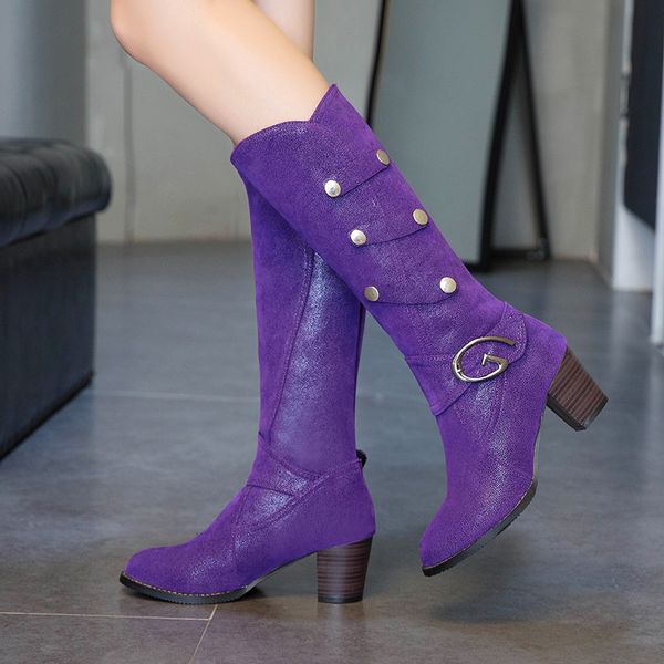 

mid-calf 2021 size 22-28cm fashion buckle metal medium woman winter boots d704, Black