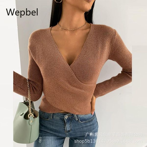 

women's sweaters wepbel women clothing autumn v-neck jumpers casual pullovers solid color tight long sleeve female sweater, White;black