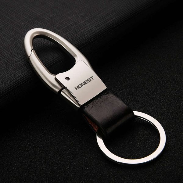 

baicheng car waist pendant high grade leather keychain simple gift for father, Silver