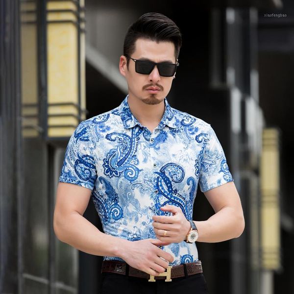 

7xl mens clothing 2020 plus size mens shirts cashew flowers printed shirts for baroque floral blouse casual party1, White;black