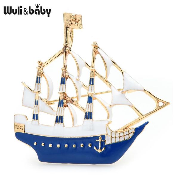 

pins, brooches wuli&baby enamel sailboat for women 3-color beauty steam boat party casual office brooch pins gifts, Gray
