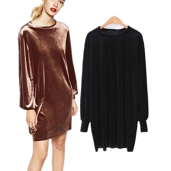 

and winter new style fashion autumn versatile velvet straight tube solid dress short skirt women's wear, Black;gray
