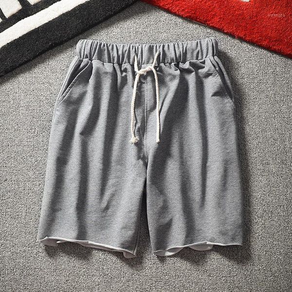 

european and american men's shorts straight casual sports pants summer new tide brand loose solid color elastic knee length1, White;black