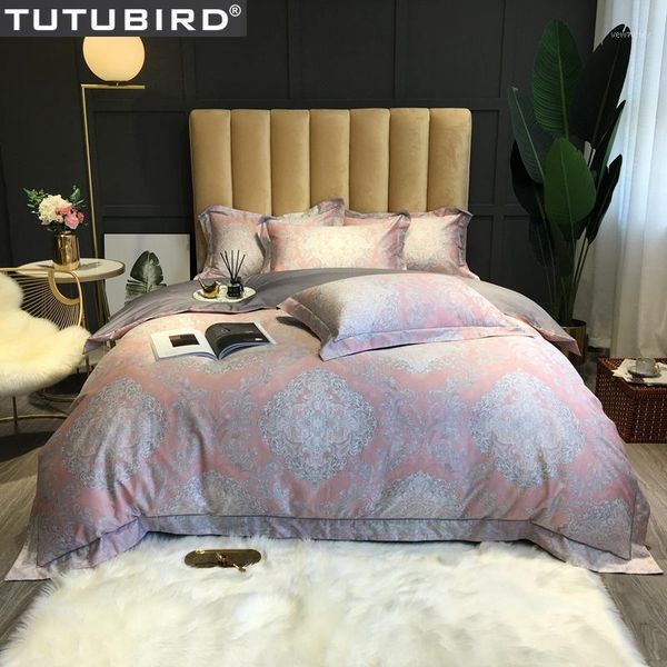 

bedding sets pink bohemian duvet cover egyptian cotton set european pastoral satin bedspread  king size bed in living room1
