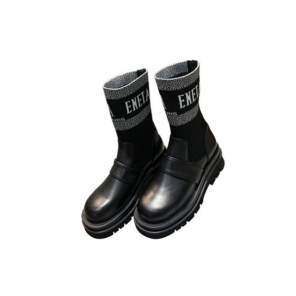 

socks, boots, women's new fashion elastic temperament, thick-soled short boots in the fall of 2020, Black
