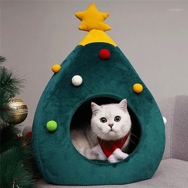 

super soft pet cat house kennel dog hole warm bed christmas tree shape winter cat and dog cage comfortable warm bed outdoor pet1