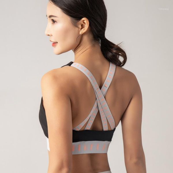 

2020 new sports underwear womens running yoga vest -resistant push-up fitness bra beauty back /301, White;black