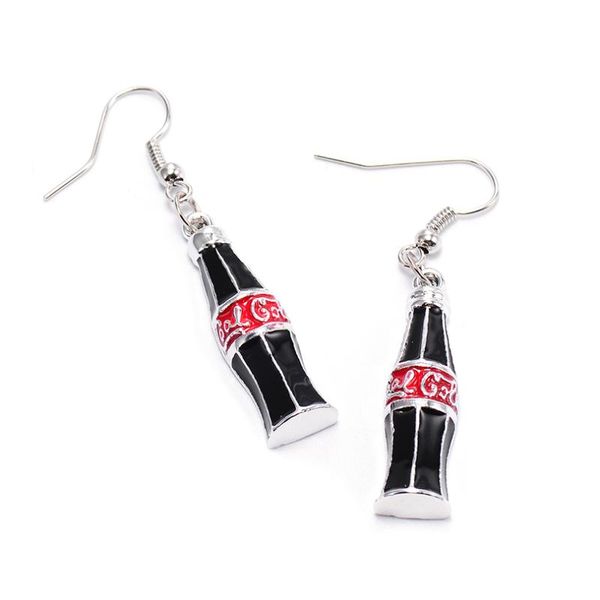 

dangle & chandelier simple cute design silver color metal coke bottle drop earrings vintage style long fashion jewelry for women
