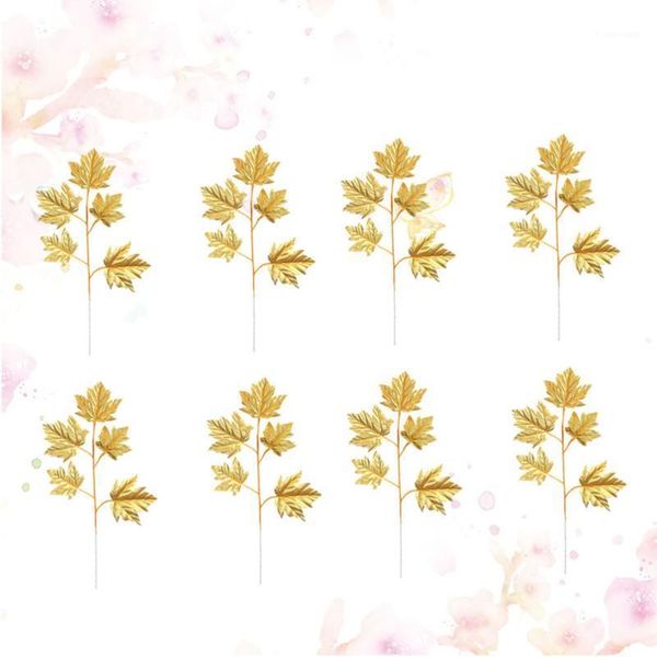 

10pcs simulation plant leaf golden imitation for home decoration (golden)1