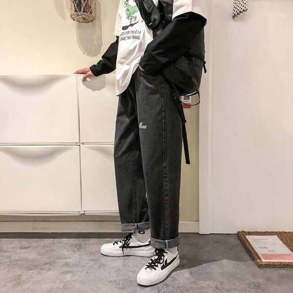 

summer harajuku ripped jeans mens 2020 harem black pants korean fashions blue denim pants male hip hop baggy blue straight jeans1