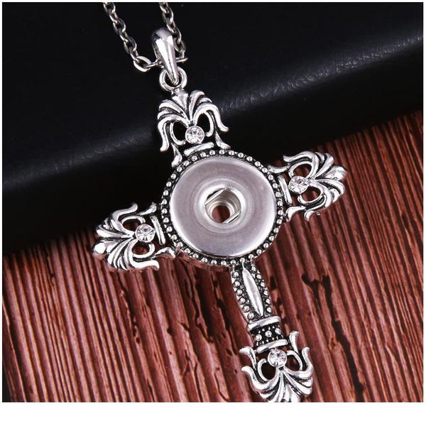 

boom life new trendy faith cross style snap necklace & pendant with link chain fit 18mm snap button jewelry for wo bbywtq, Silver