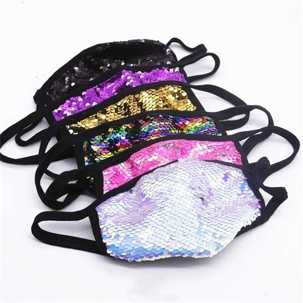

reusable face color bling 5 sequins washable club protective mask pm2.5 dustproof mouth masks wholesale ejj570