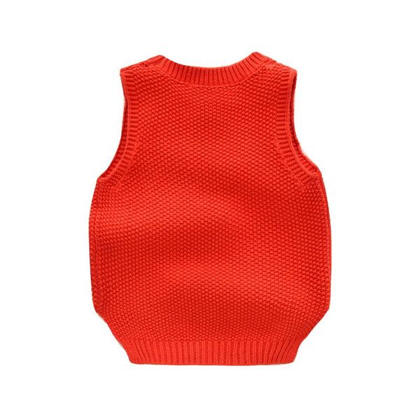 

pullover kid girl boy fall shirt, round neck sleeveless casual elastic hem windproof warm knitting blouse, Blue