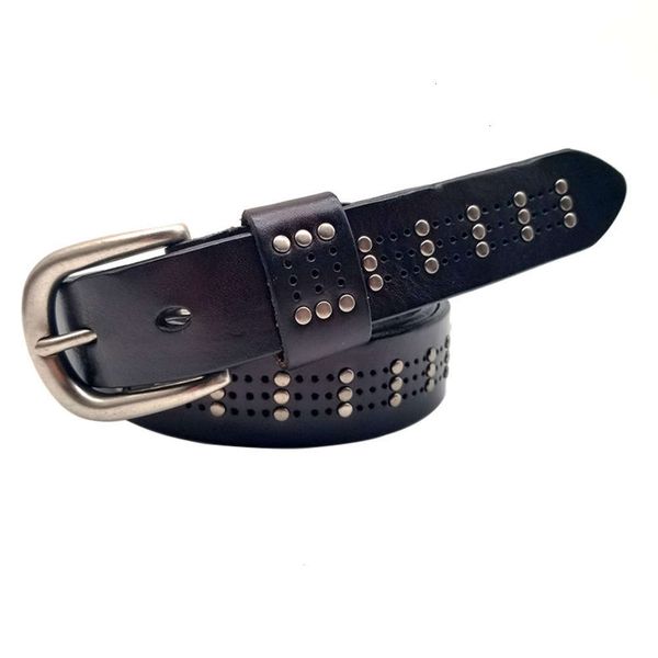

pin punk fashion decoration buckle women rivet belt head leather, Black;brown