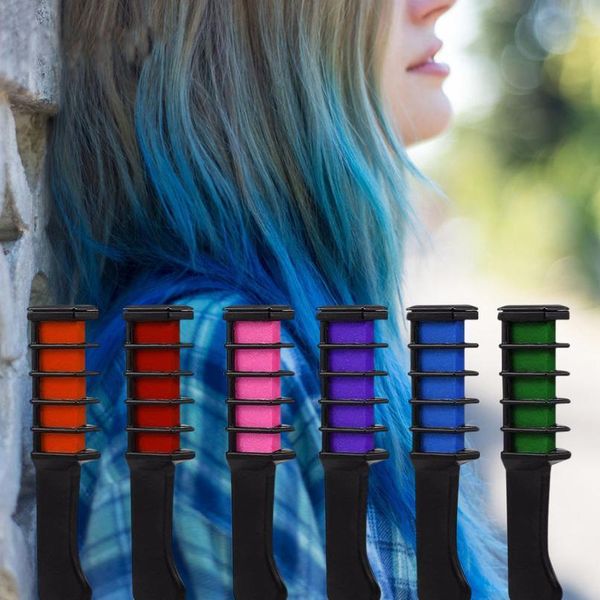 

6 colors disposable hair color comb kits mini temporary hair color chalk comb dye kits salon hair dyei sqczqe, Silver