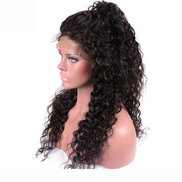 

leila full 360 lace frontal wig pre plucked deep part 150% brazilian water wave lace front human hair wigs for black wome, Black;brown