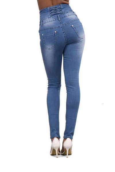 

clothes women fall skinny jeans push up high waisted pants ladies casual slim fit long female, Blue