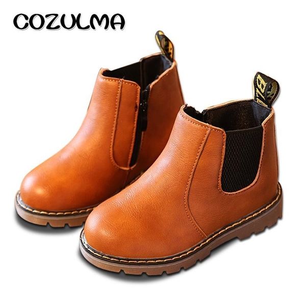 

cozulma spring autumn boys girls boots kids shoes children boys girls martin boots handmade leather boots baby boys girls shoes y200104, Black;grey