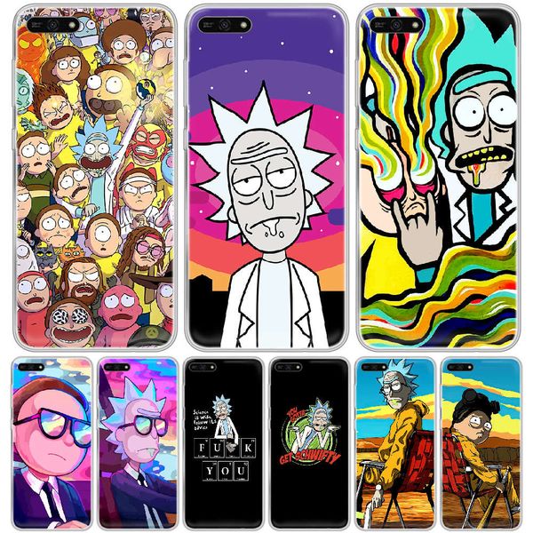 

cartoon ricks mortys phone case hull for huawei honor mate 8 9 10 20 30 a s x i pro lite transparent cover soft bumper 3d shell