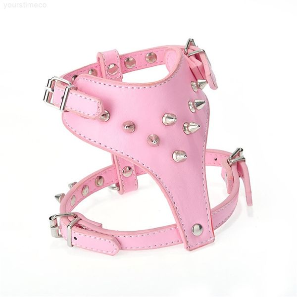 

puppy cat chest collar pu leather sturdy dog harness rivet decorative pet leashes for dogs supplies accessories many colors zhao