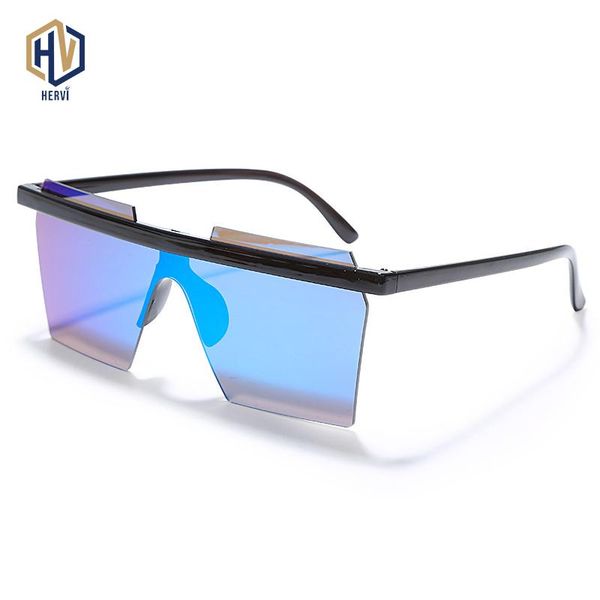 

2020 fashion unique beach square sunglasses women men brand designer oversized reflective pink glasses female eyewear uv400, White;black