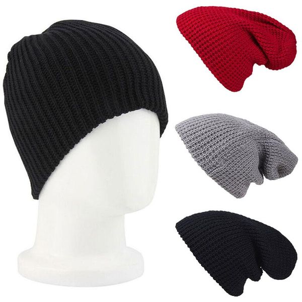 

beanies 1 pcs baggy for women solid winter warm outdoor bonnet hat men soft knitted hats boys caps girls