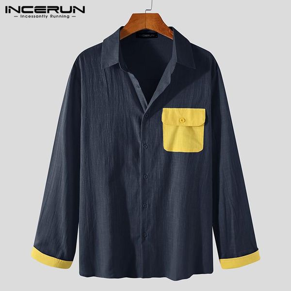 

spring men shirt cotton patchwork turn down collar button streetwear casual fashion blouse long sleeve harajuku camisa 2021, White;black