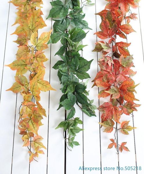 

decorative flowers & wreaths 1 stem 180cm (6 ft) artificial parthenocissus tricusp creeper vine plastic plant home wedding decoration f4211