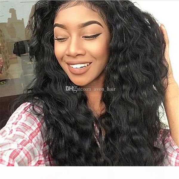 

brazilian human hair wig deep wave lace front wigs 130 150 180% density gluless full lace wigs with baby hair for african americans, Black;brown