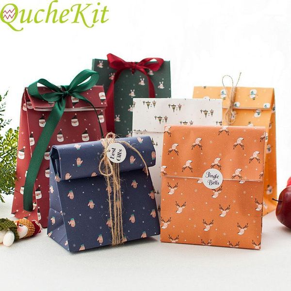 

5pcs merry christmas paper gift bag snowman christmas tree cookie baking packing bag wedding birthday party standing bags1
