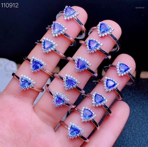 

100% real and natural tanzanite ring 925 sterling silver fine jewelry new design natural and real tanzanite ring1, Golden;silver