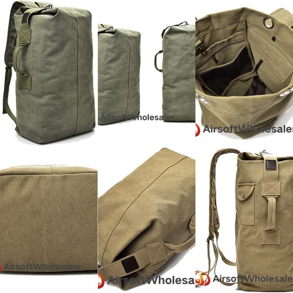 

big tactical multifunctional canvas male army backpacks men bucket bags outdoor backpack sid4u djyu