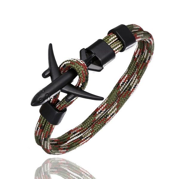 

mkendn new arrival airplane anchor bracelets men charm rope chain 550 paracord bracelet male wrap metal sport hooks jewelry sqczhl