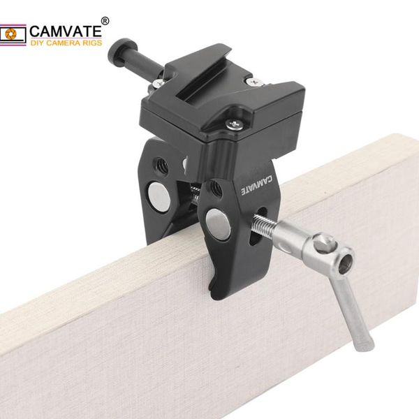 

camvate generic super crab clamp with t-handle & universal v-lock mount quick release adapter for dslr camera battery mounting