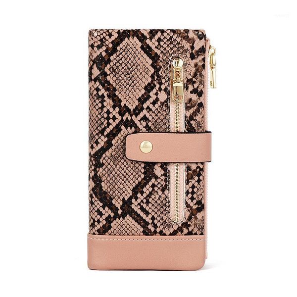

wallets fashion women's wallet snake pattern buckle multi-card position large capacity zipper long pu ladies card bag for women1, Red;black