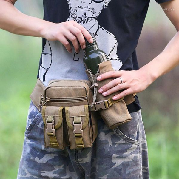 

men sports waist pack outdoor camping water bottle bags camouflage fanny pouch travelling easy carrying portable parts1